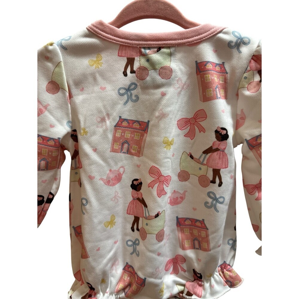 Emi Clair Smocked Co 0-3 Months Girls Pink Dolly Bubble Romper - Picture 6 of 6